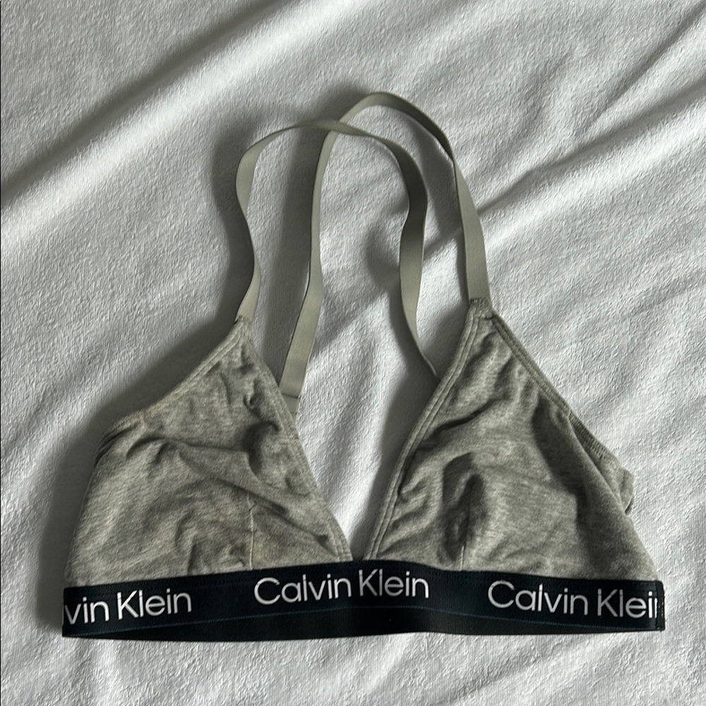 Calvin Klein Gray Triangle Bra with Signature Band